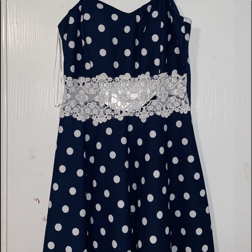 Papaya Blue Polka Dot Dress